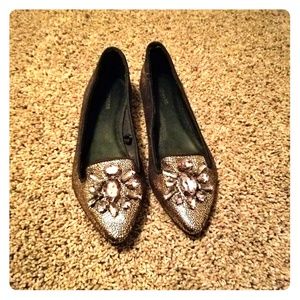 Express gold embellished flats